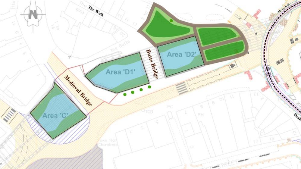 Plan showing which sections of river will be revealed