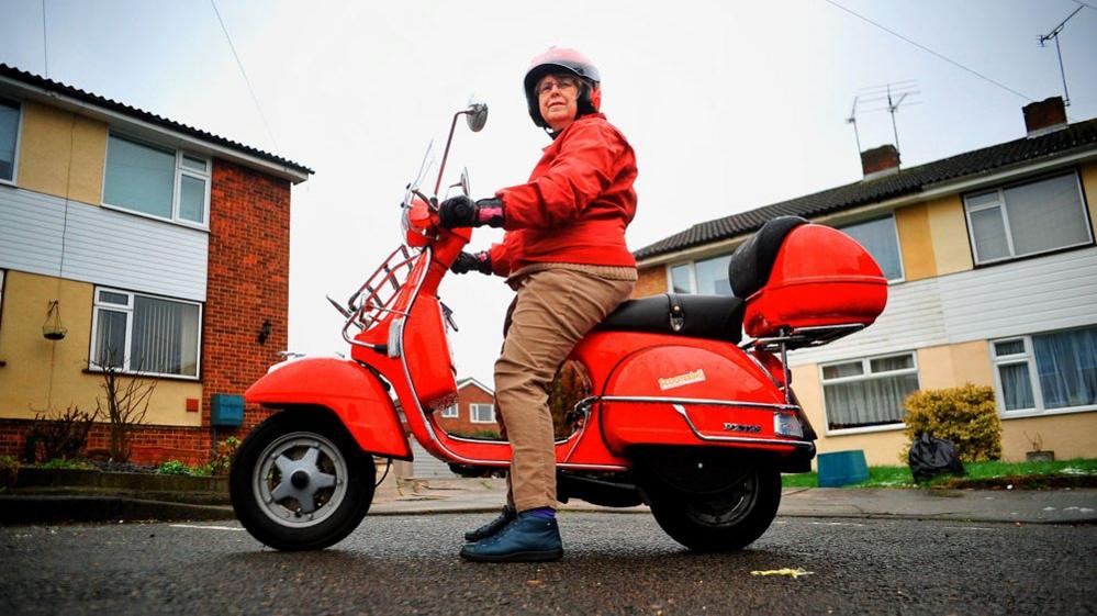 Maureen Lear on her scooter