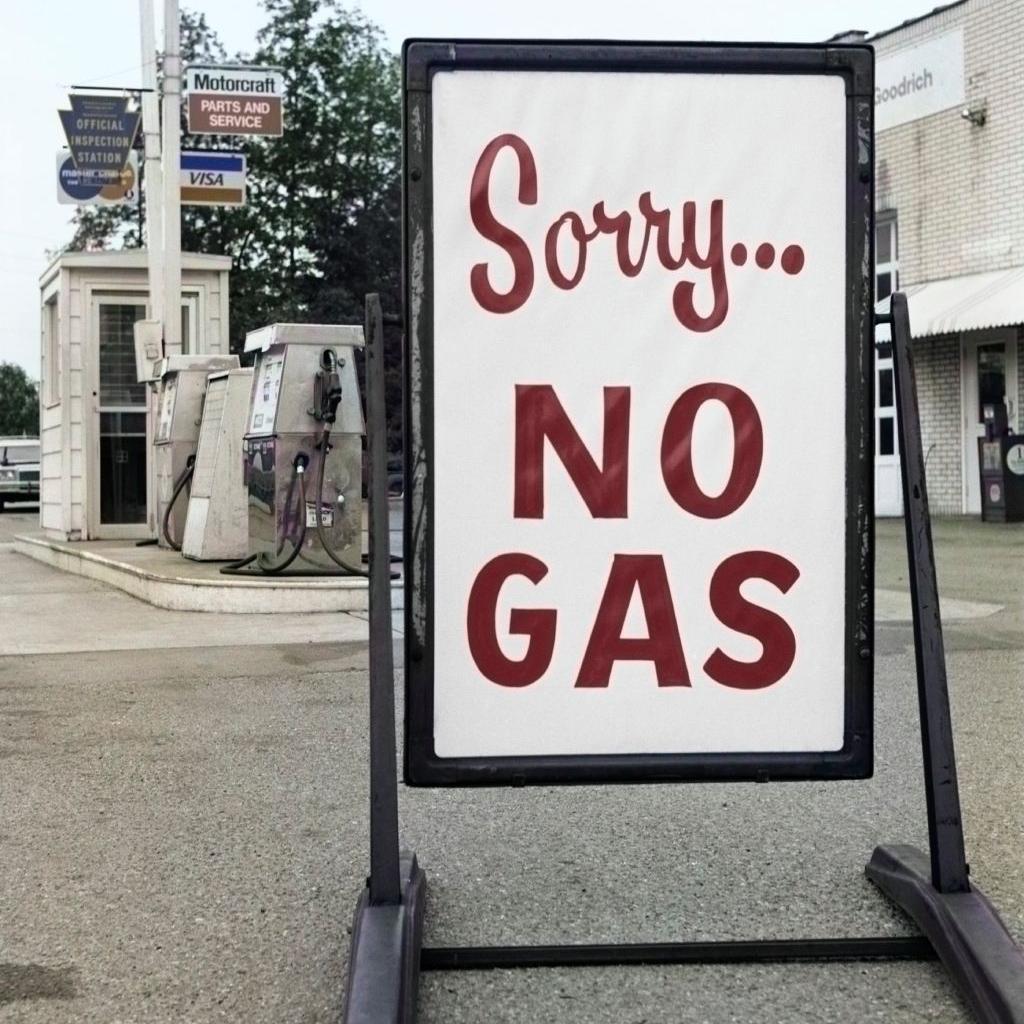 Cartaz em posto de gasolina, dizendo: 