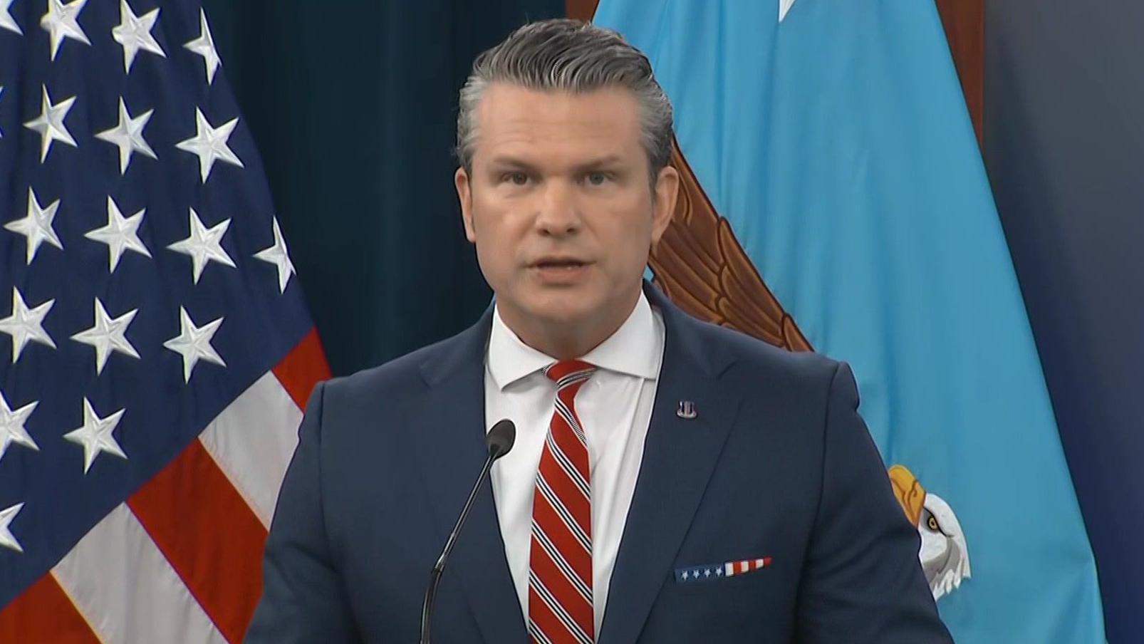 Hegseth speaking as Iran warns US it is 'just getting started' in Strait of Hormuz