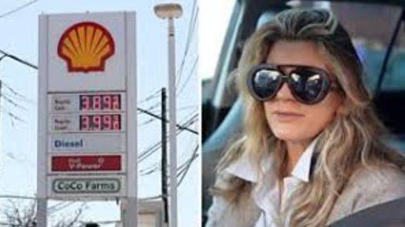 امرأة في محطة للوقود 