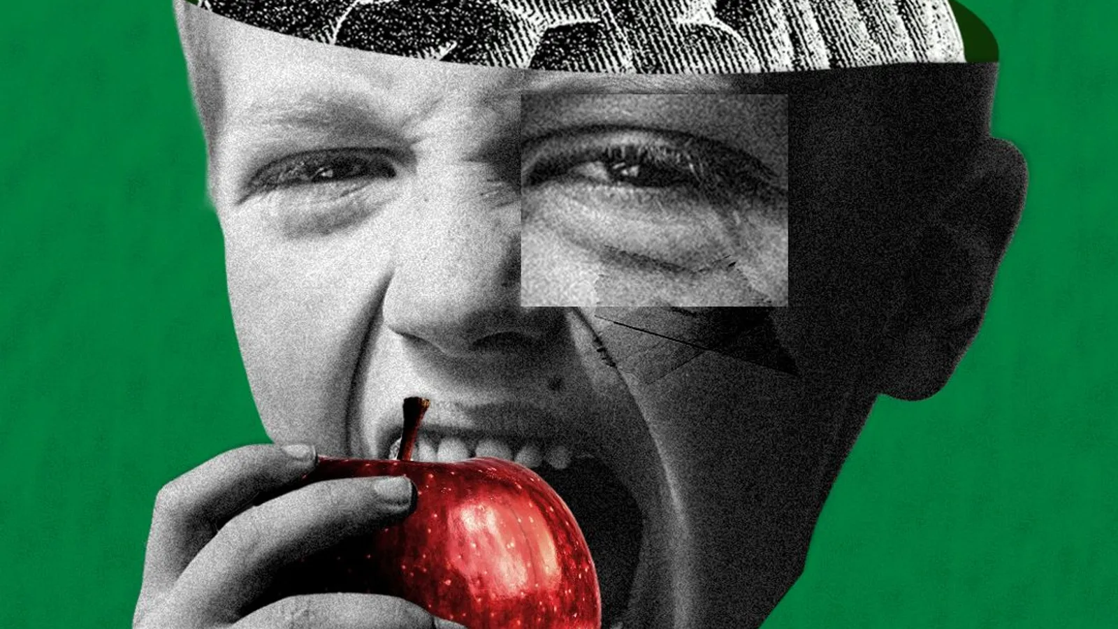 طفل يأكل تفاحة