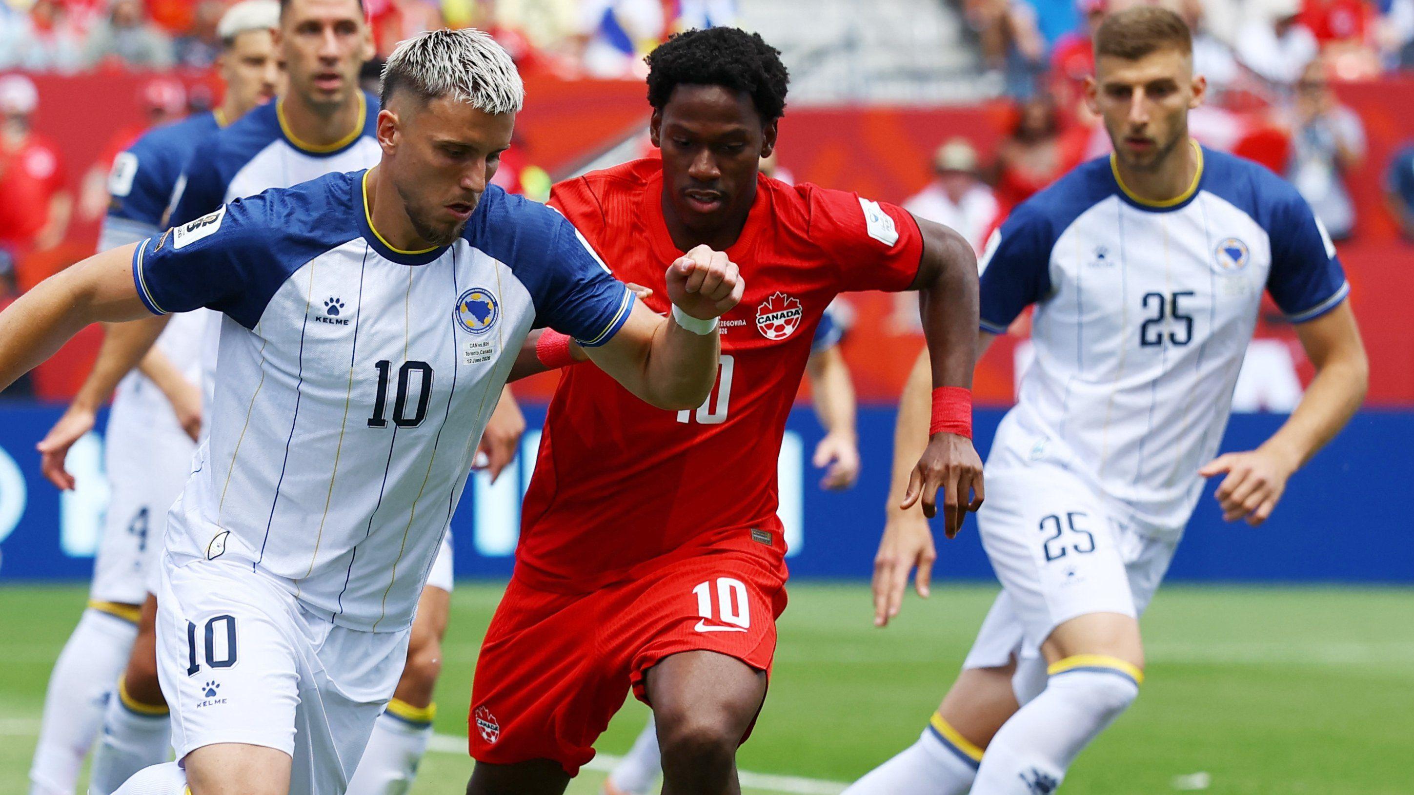 Watch live as co-hosts Canada under way against Bosnia in their opening game at World Cup