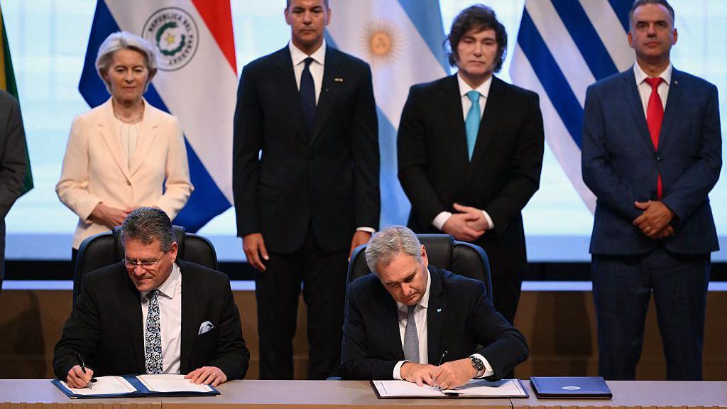 Momento de la firma del acuerdo entre la UE y Mercosur