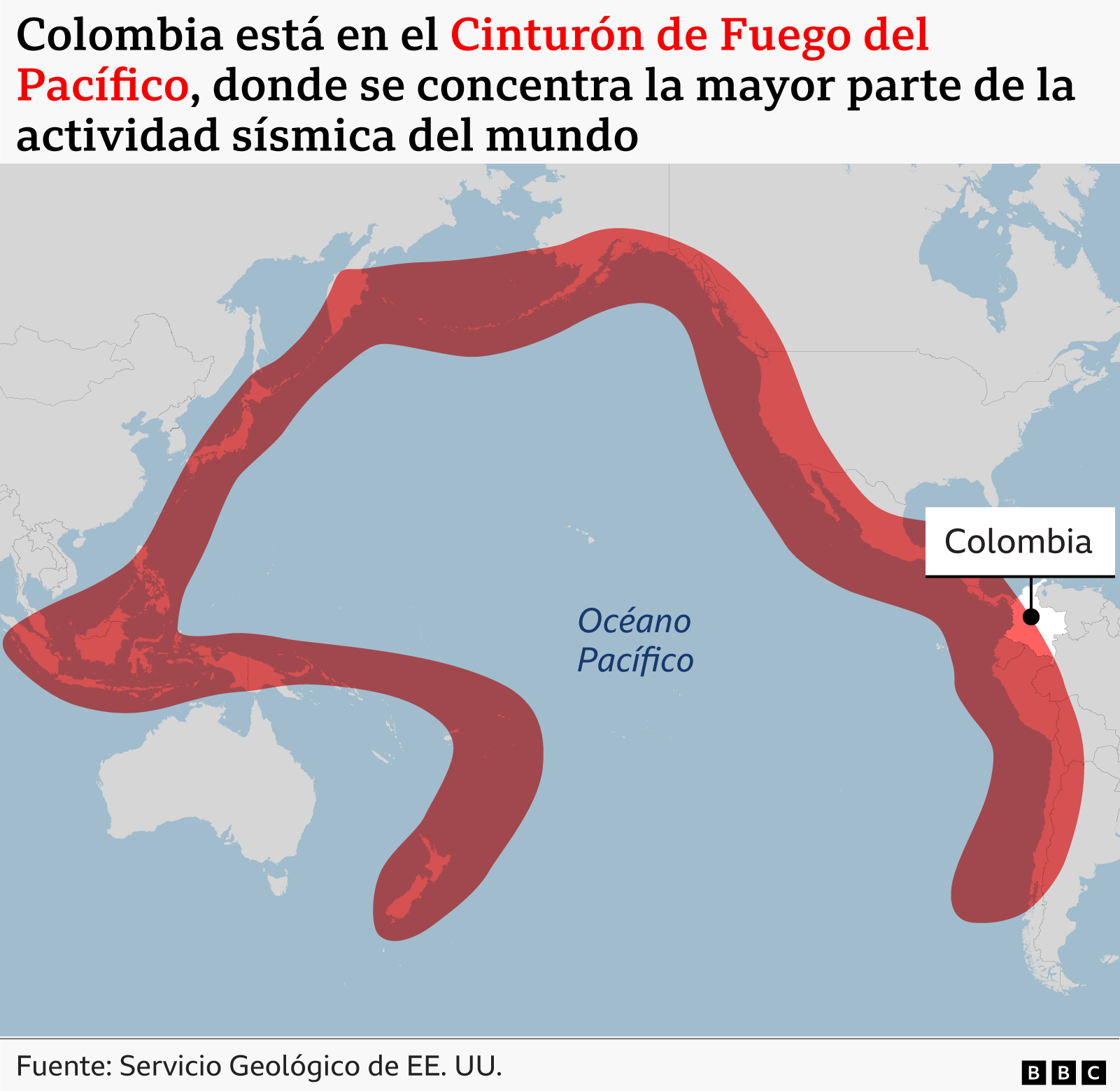 Mapa del Cinturón de Fuego del Pacífico