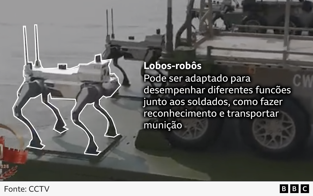 Um gráfico com anotações para os lobos-robôs diz: 