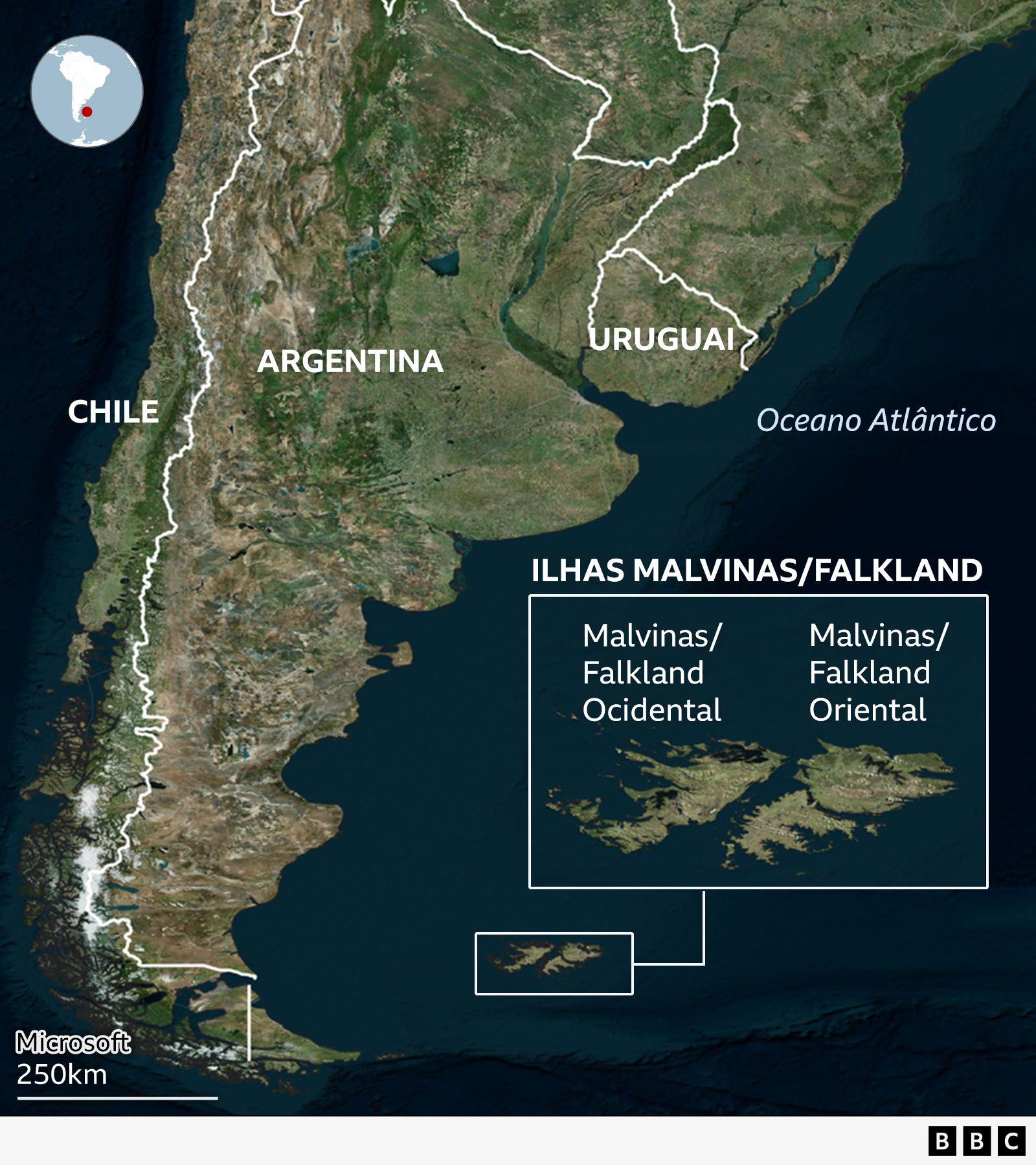 Mapa das Malvinas/Falklands