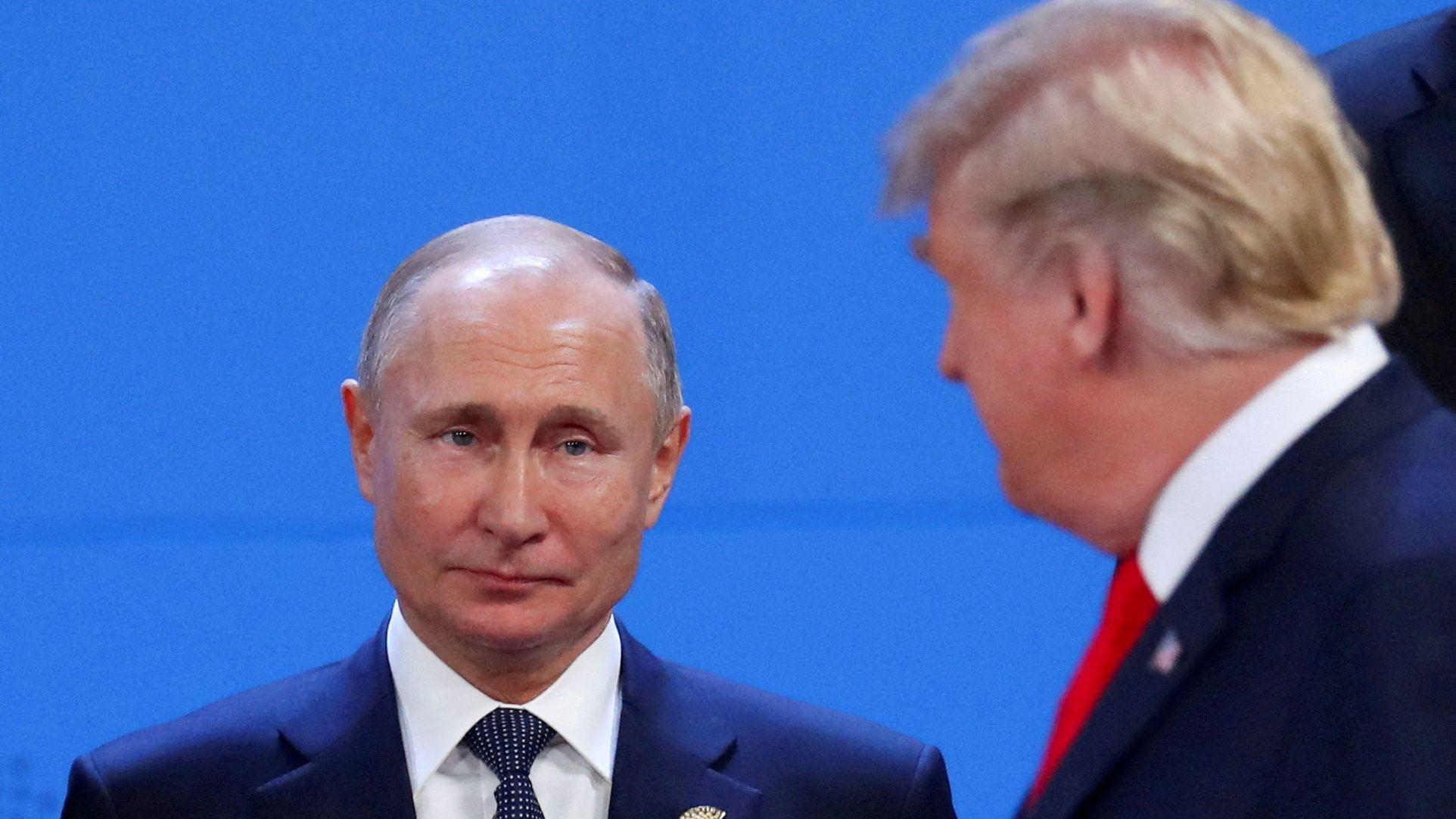 O presidente russo Vladimir Putin e o presidente americano Donald Trump