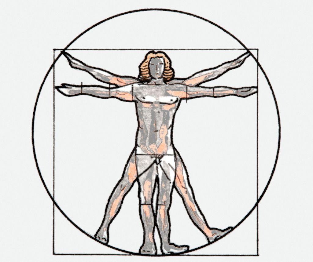 Dibujo inspirado en el hombre de Vitruvio de Leonardo da Vinci