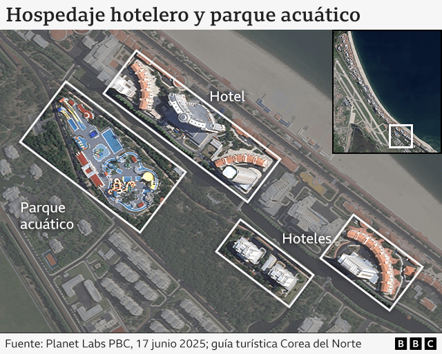 Un gráfico que muestra el complejo hotelero de Corea del Norte