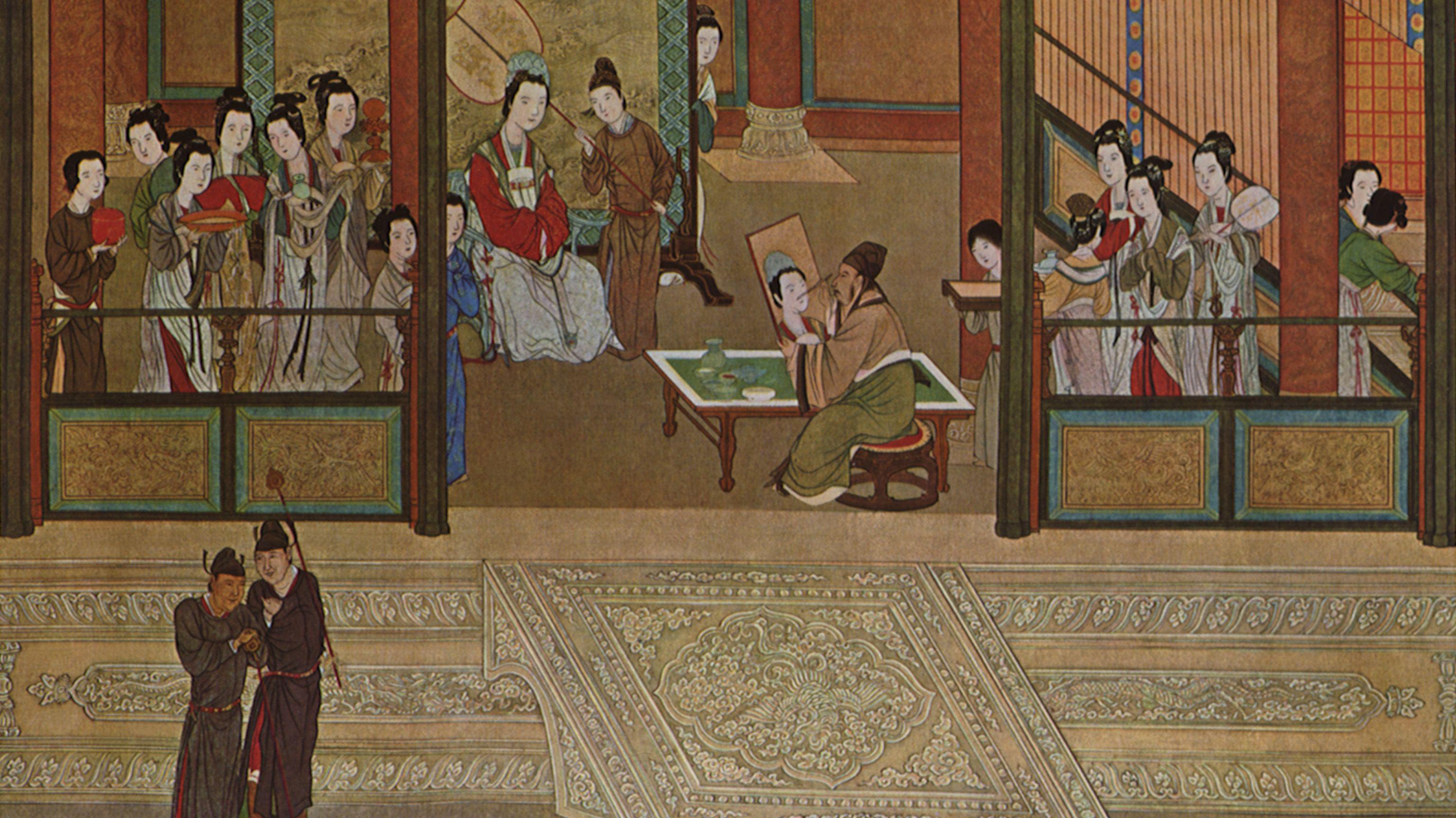 仇英《漢宮春曉》畫卷選段