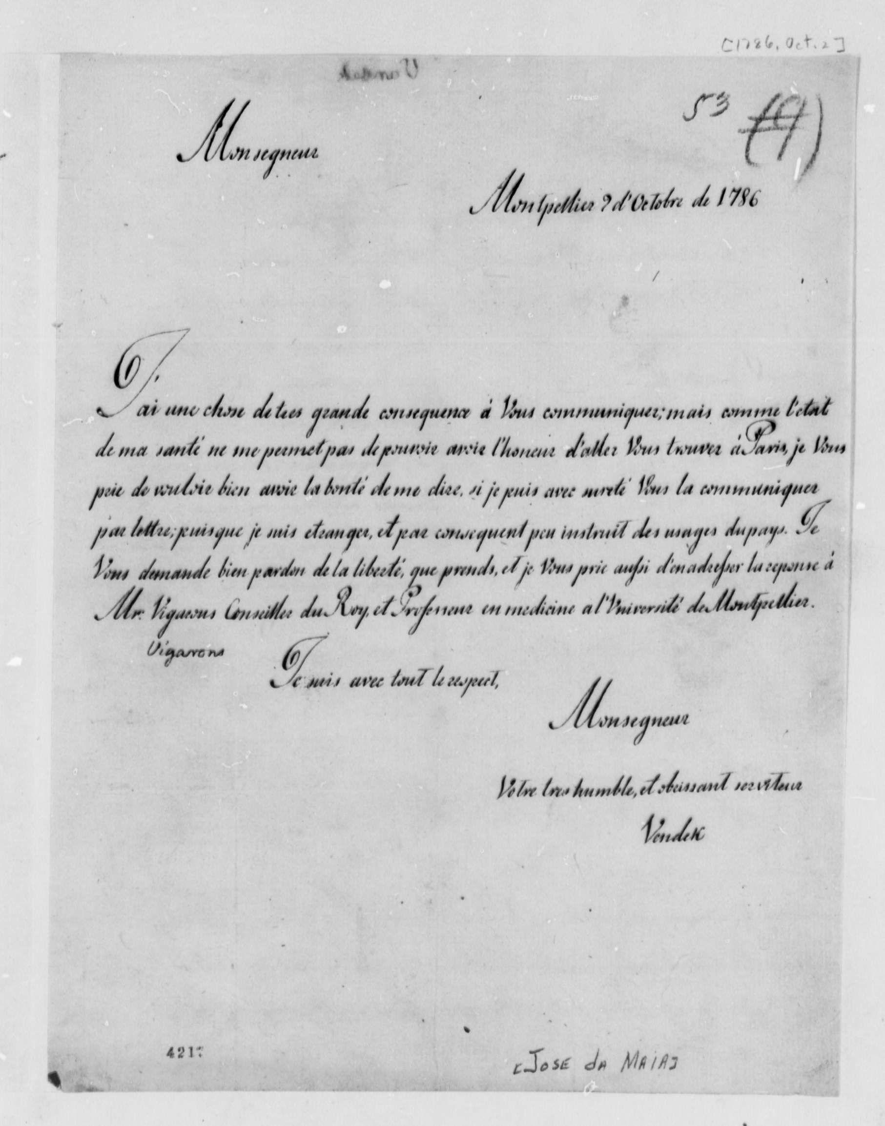 Carta escrita pelo estudante brasileiro para Thomas Jefferson