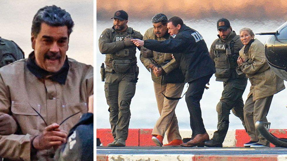 Handcuffed Maduro surrounded by armed police during transfer to New York court