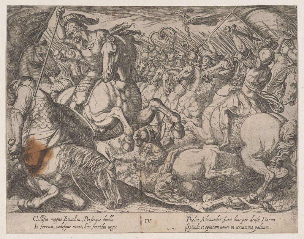 Alejandro luchando contra los persas, de Las hazañas de Alejandro Magno, 1608. Artista Antonio Tempesta.