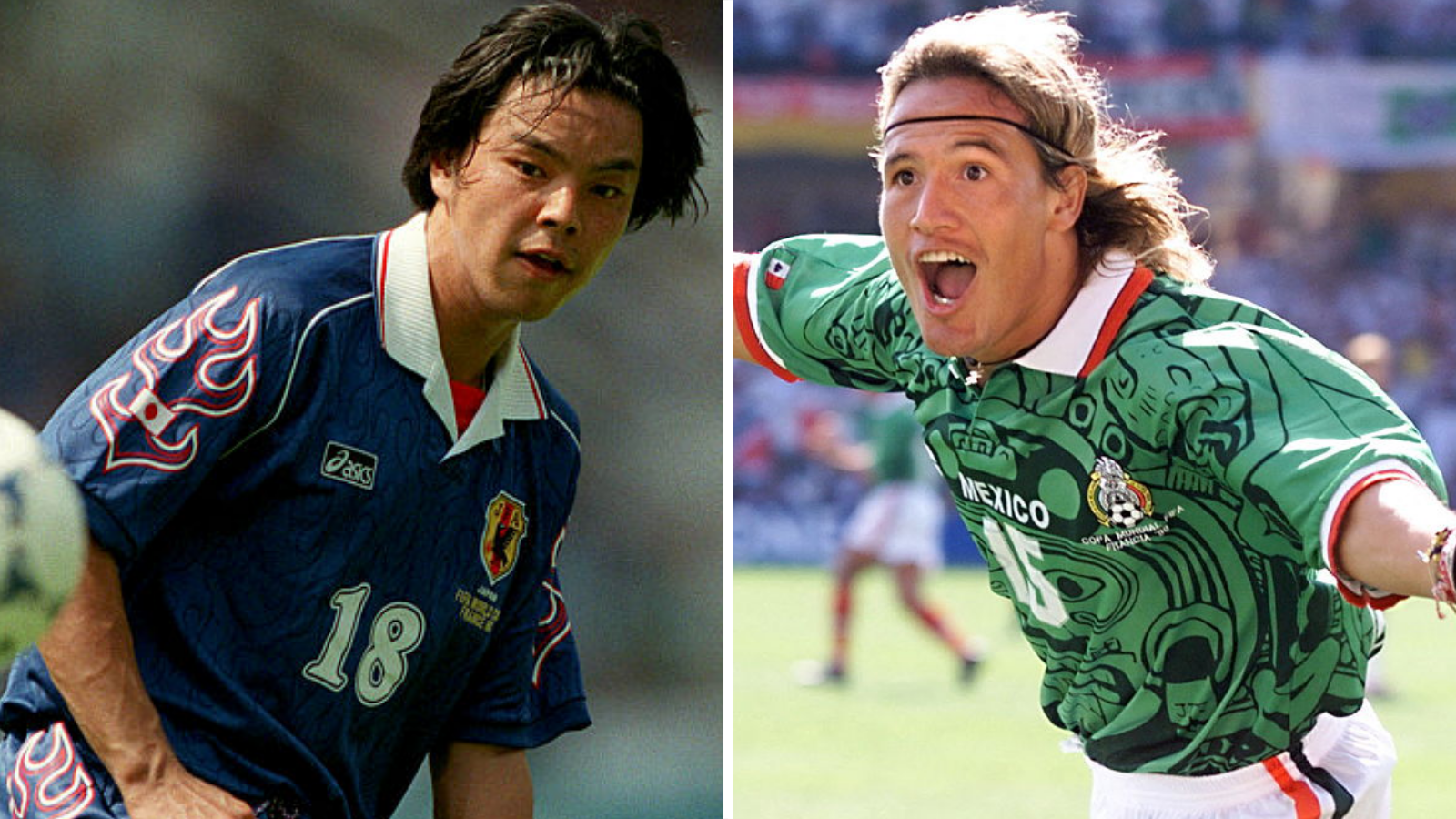 Jap&atilde;o e M&eacute;xico na Copa do Mundo de 1998, em imagem dividida