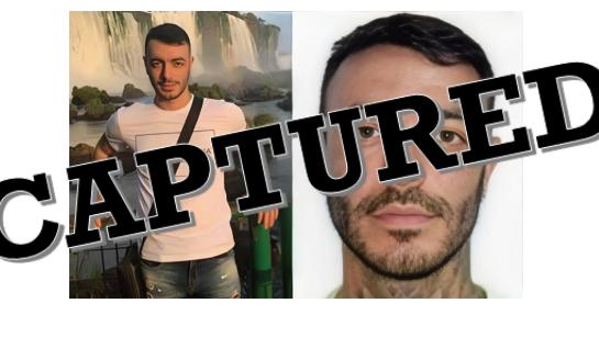 Fotos de Marset en un afiche de EE.UU. que ofrecía una recompensa de US$2 millones por colaboración para detenerlo, con la palabra "capturado" estampada encima