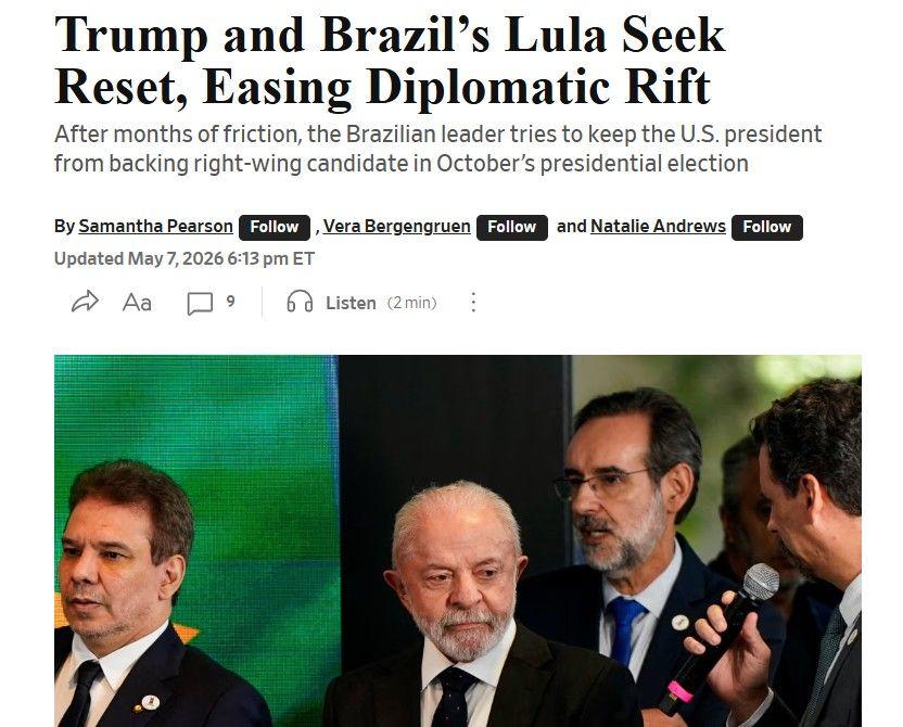 Imagem da capa do site do Wall Street Journal