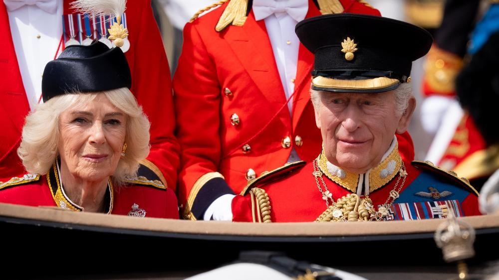 King and Queen watch Trooping the Colour ceremony ahead of 41-gun salute and flypast