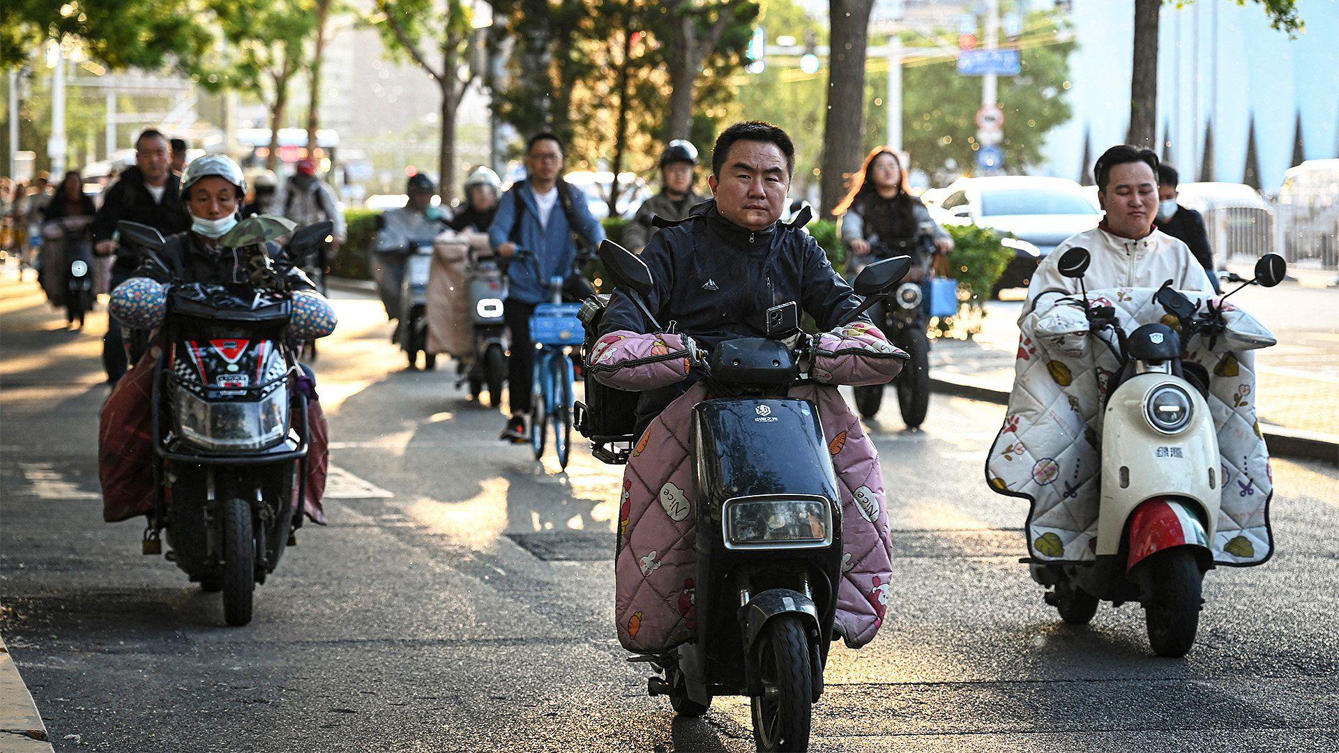 Motociclistas en China