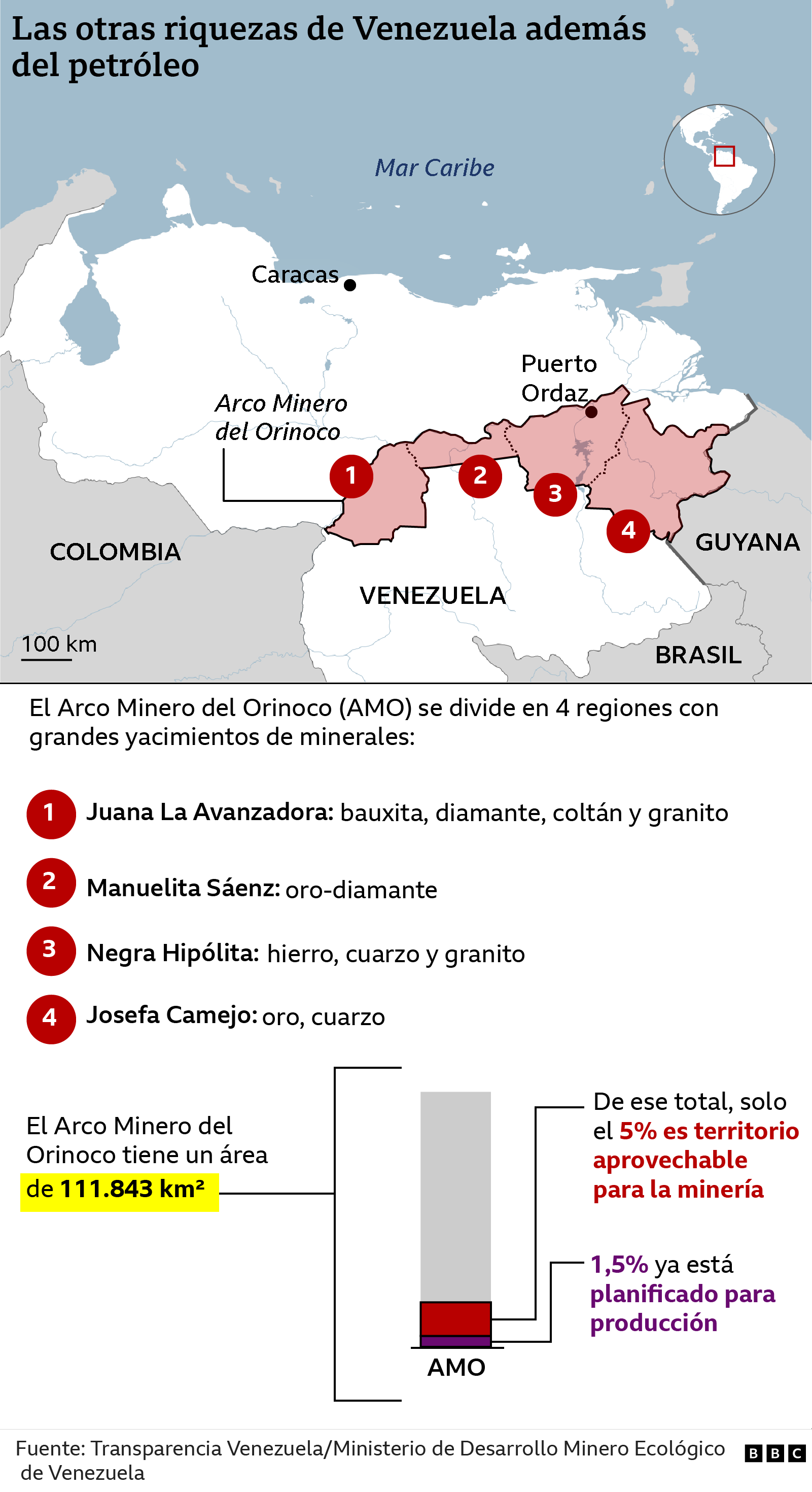 Mapa del Arco Minero del Orinoco.