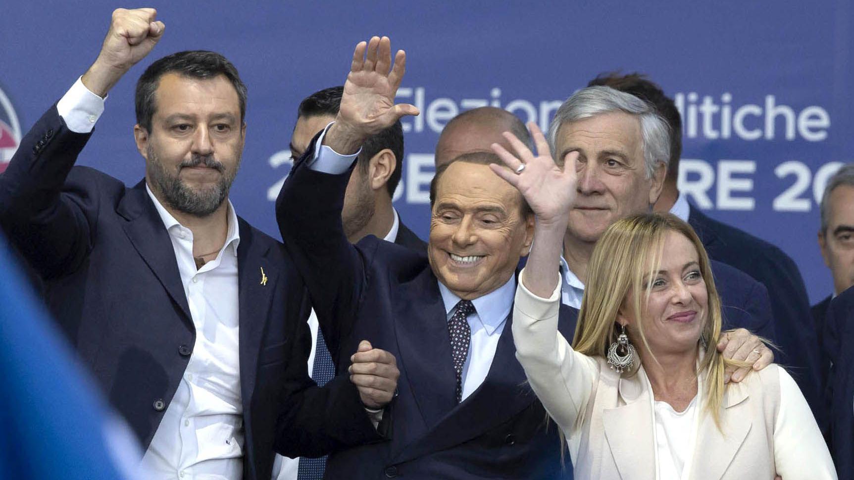 Meloni, Salvini i Berluskoni zajedno su slavili pobedu na izborima 22. septembra 2022.