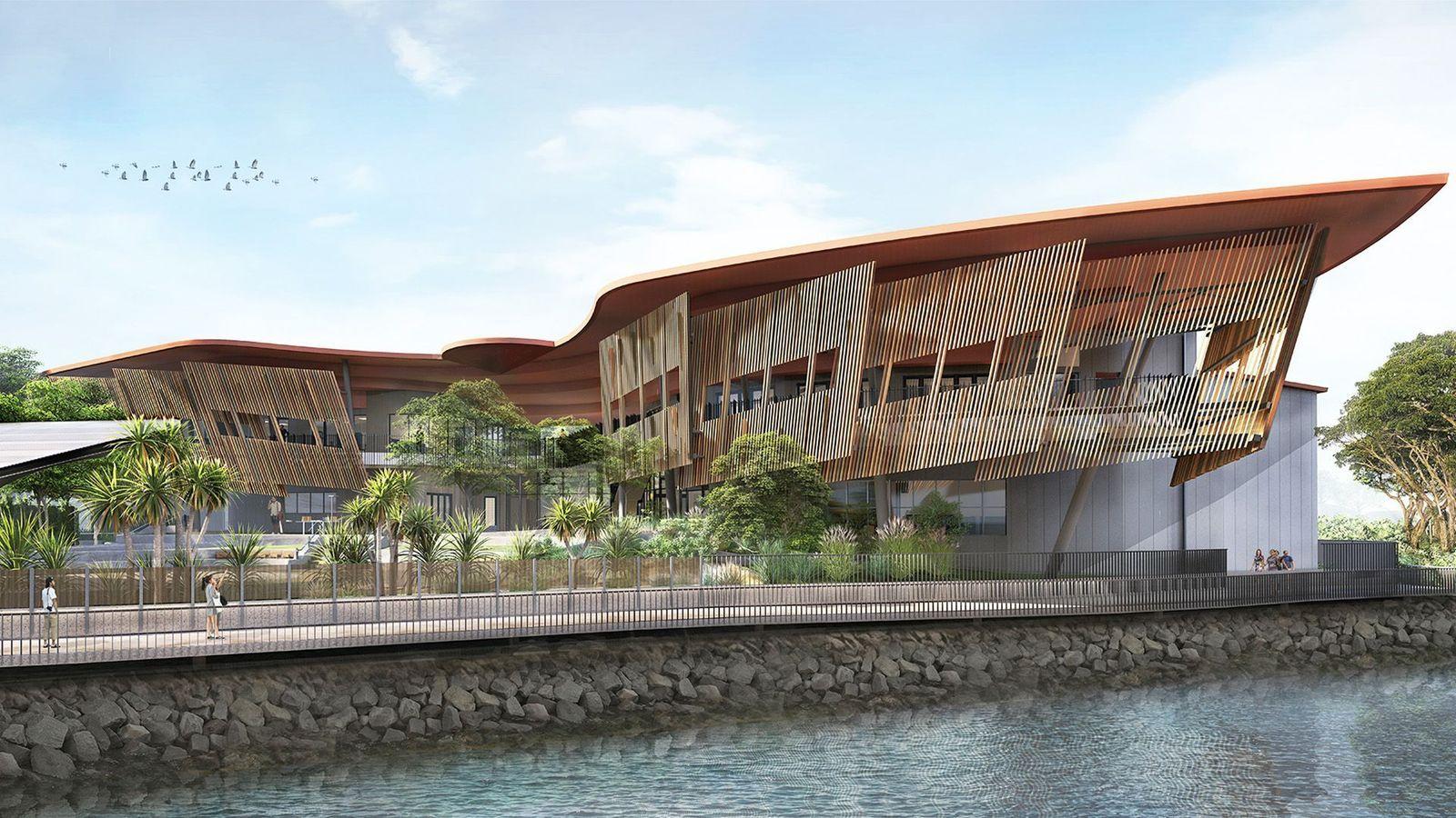 Ilustración arquitectónica del Centro Cultural Larrakia, en Darwin, Australia