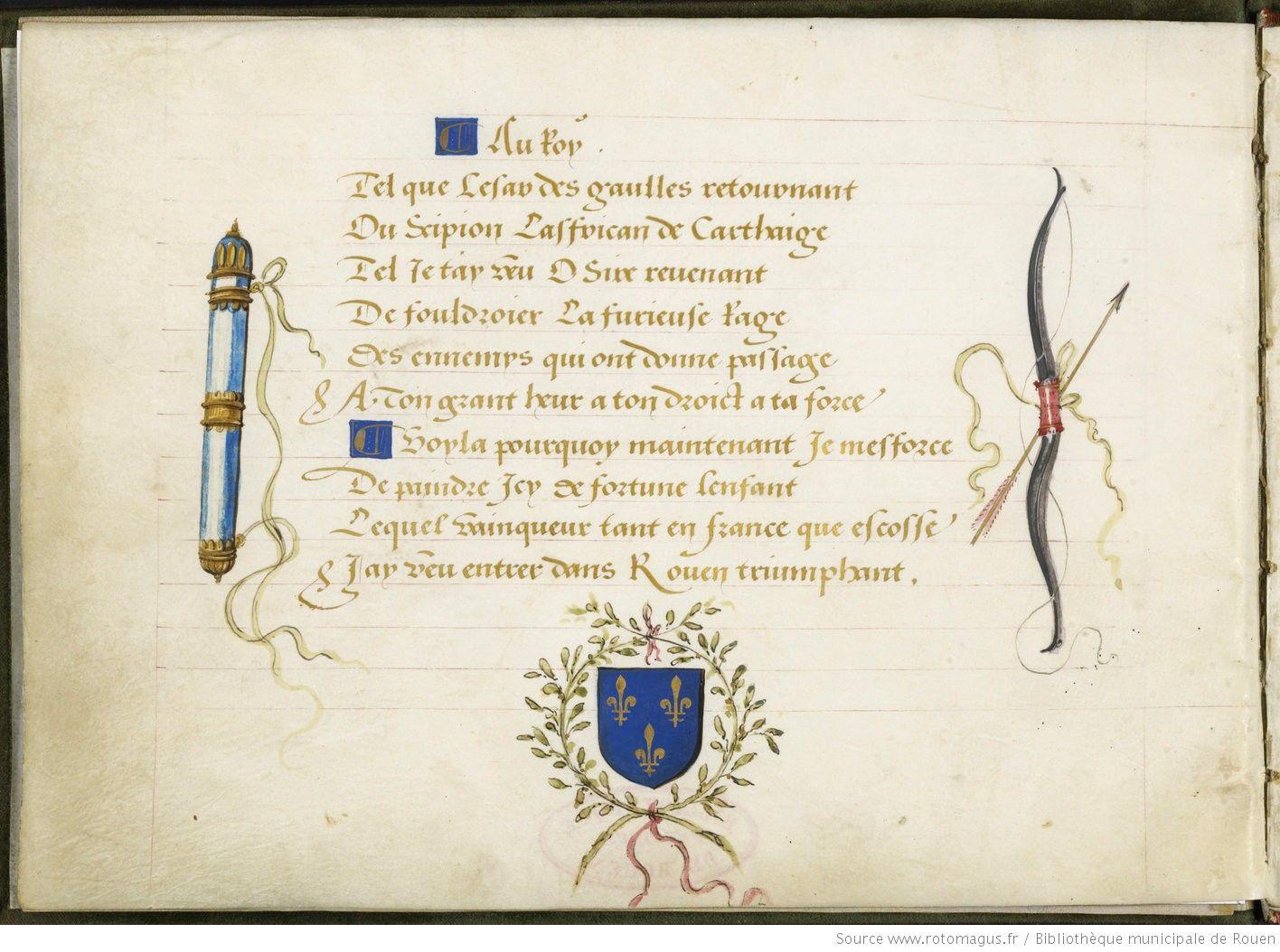 Documento com relato sobre entrada do rei Henrique 2º em Rouen