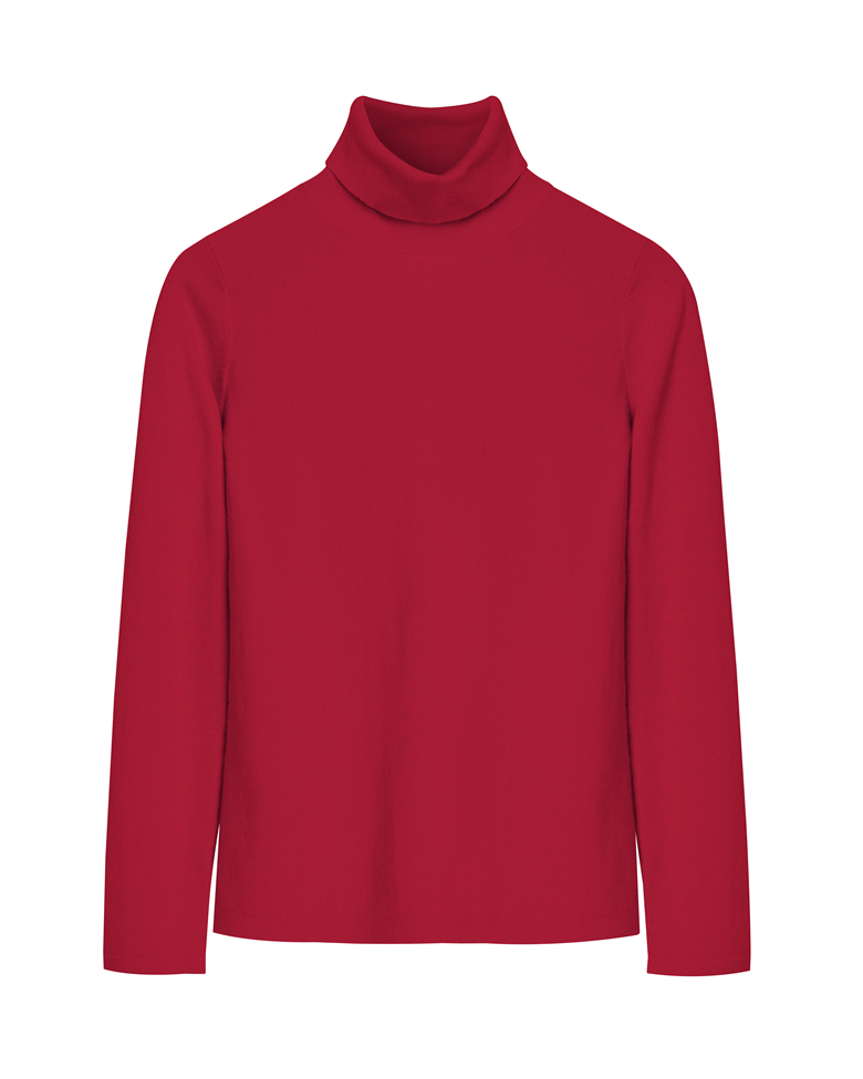 Un saco rojo cuello de tortuga