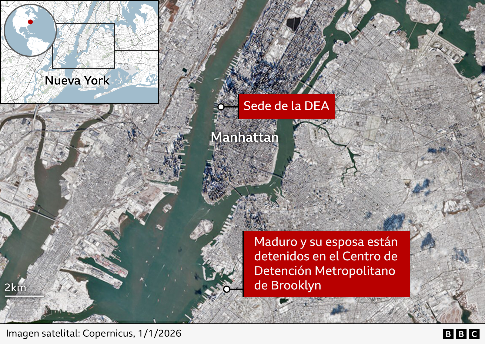 Mapa de la ubicación de la cárcel donde está Maduro.