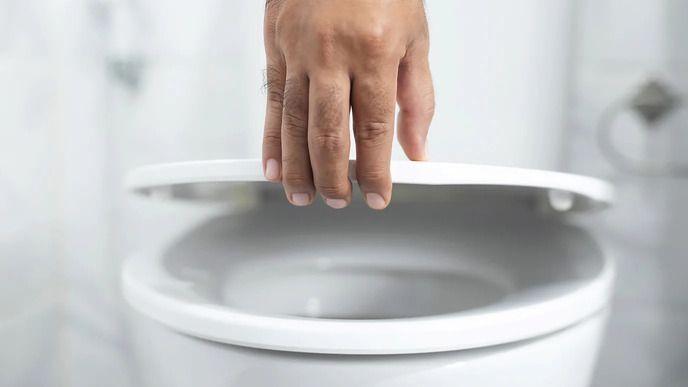 Ruka koja otvara dasku na wc šolji