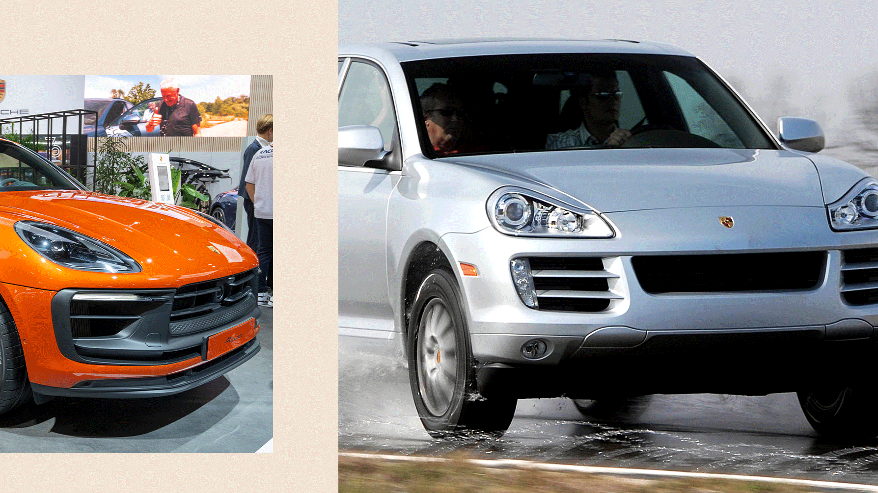 保時捷以其跑車而聞名，但Cayenne（右）和Macan（左）跨界車才是其最暢銷的車型。