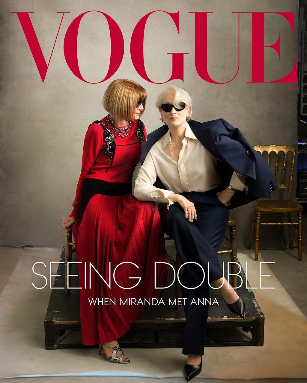 Capa da Vogue mostra Anna Wintour e Meryl Streep como Miranda 