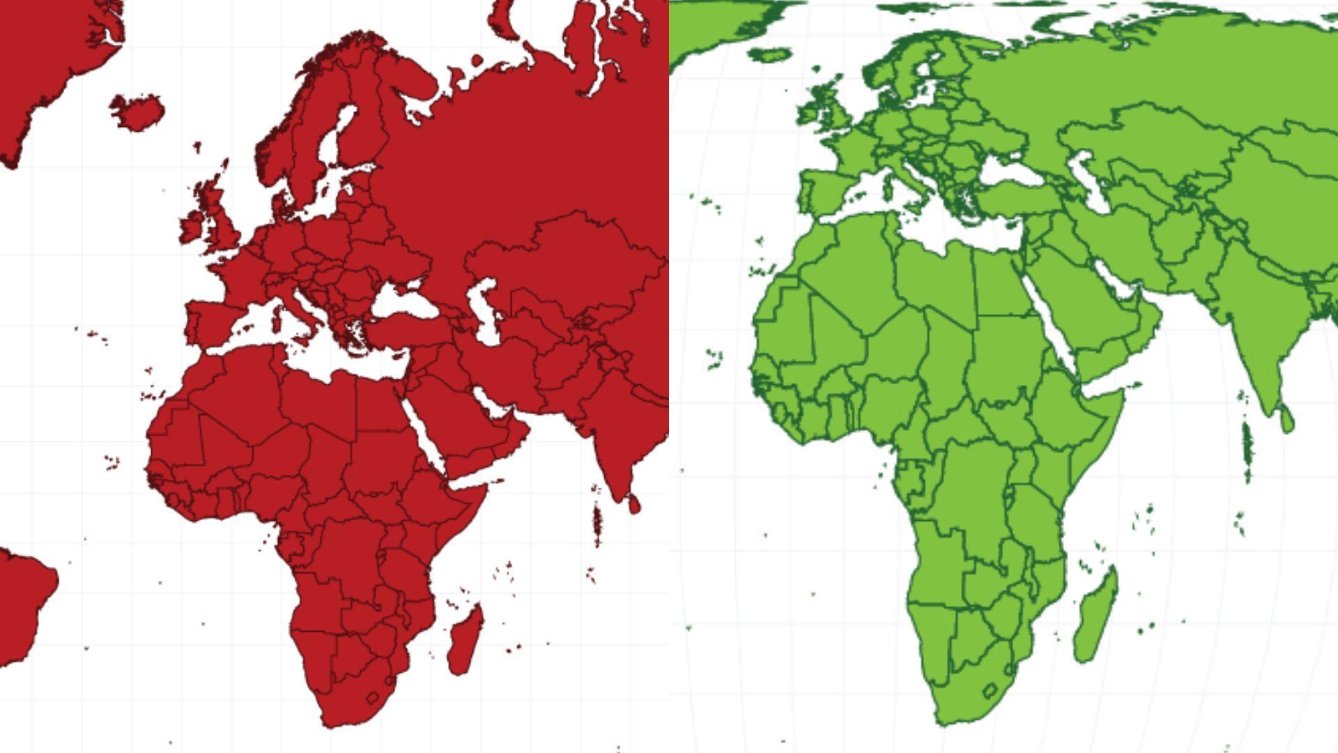 Dos mapas de África y Europa