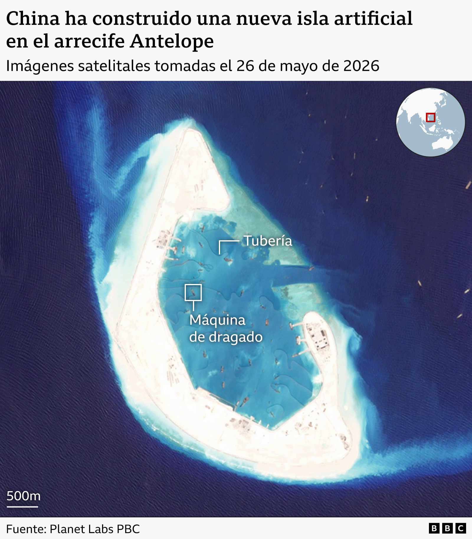 Imagen satelital del arrecife