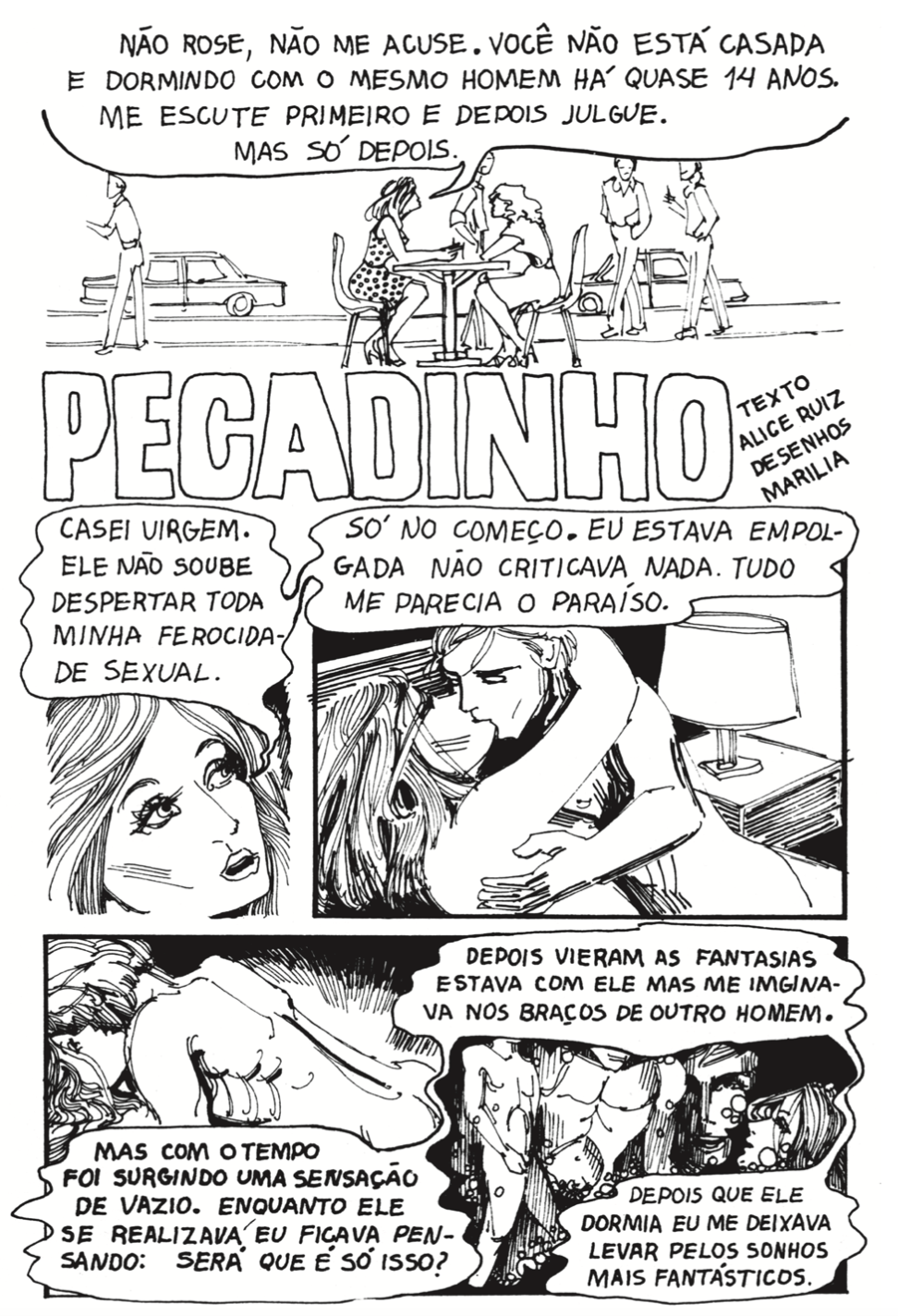 Trecho da HQ Pecadinho, escrita por Alice Ruiz e publicada na extinta revista Rose.
