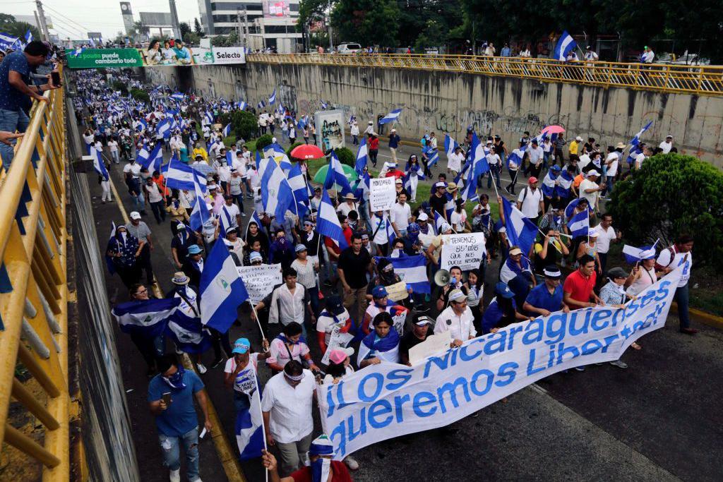 Protestos em Man&aacute;gua, em 2018