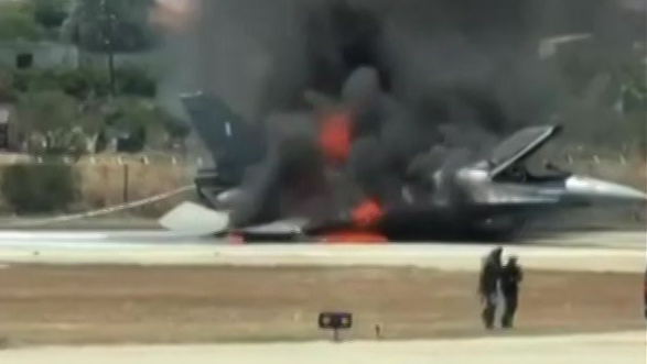 Greek F-16 fighter jet crash-lands at busy Zakynthos airport