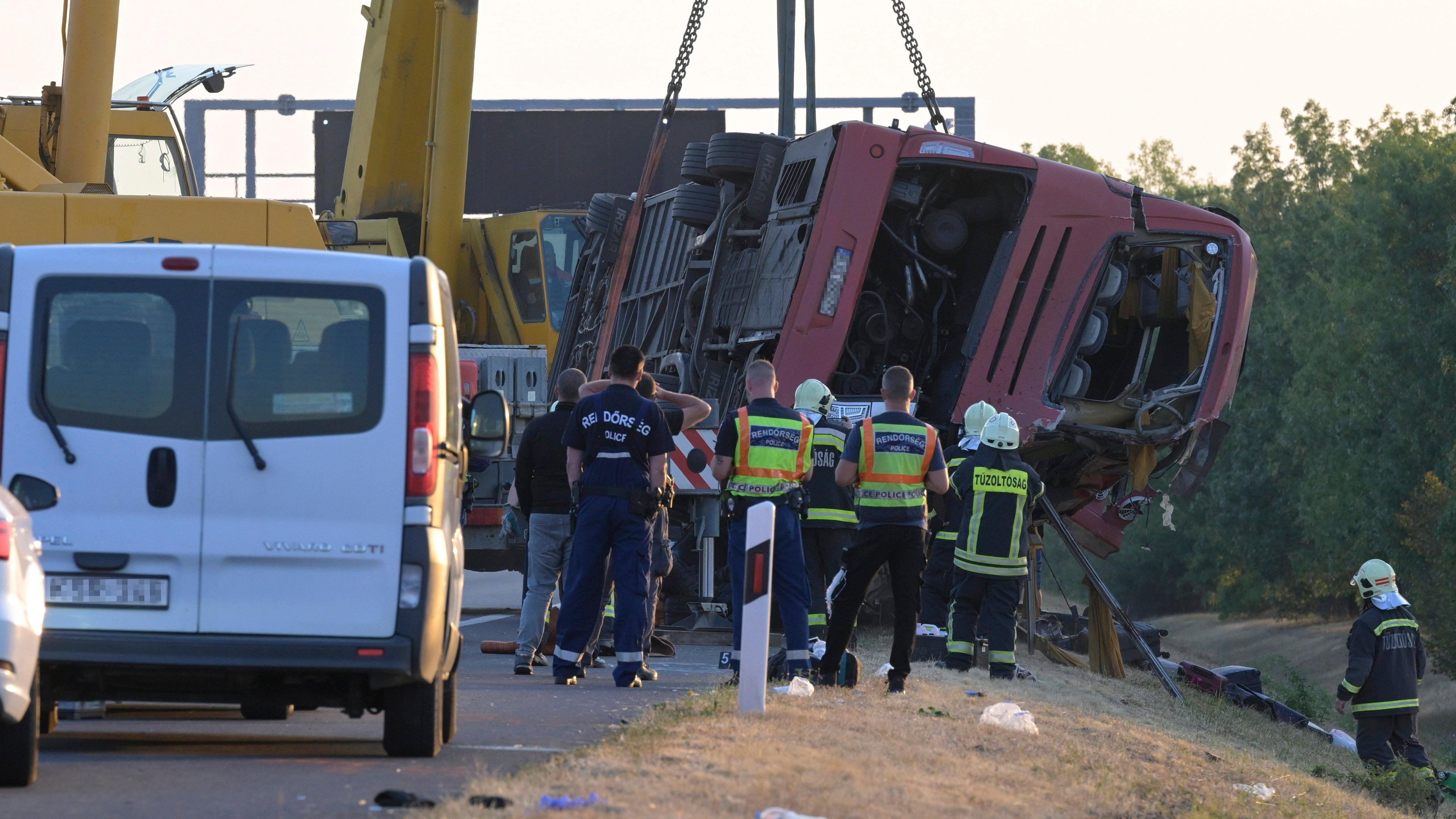 Twelve killed as Polish bus veers off Hungarian motorway