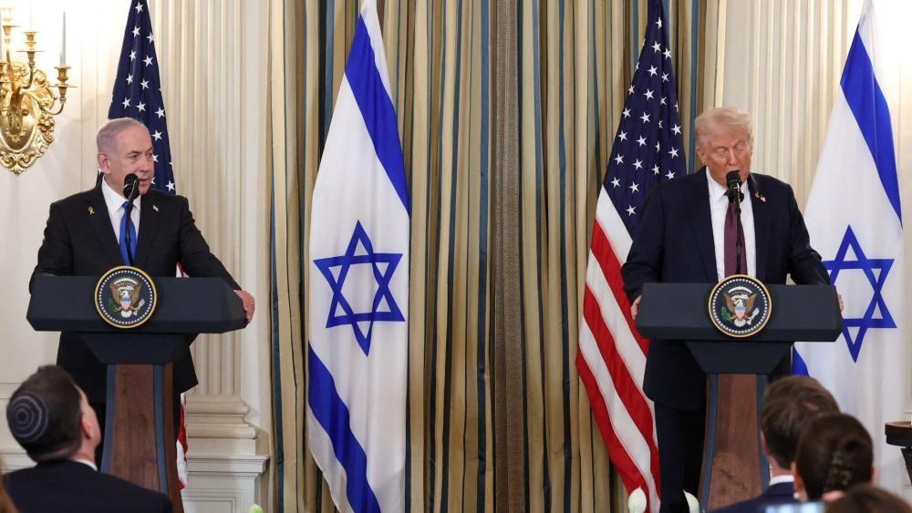 Benjamín Netanyahu y Donald Trump en una conferencia de prensa