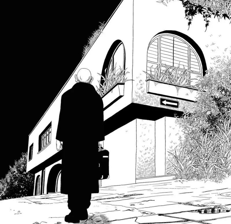 Ilustración del restaurante Pozzetto y el asesino en la novela gráfica "Satanás".
