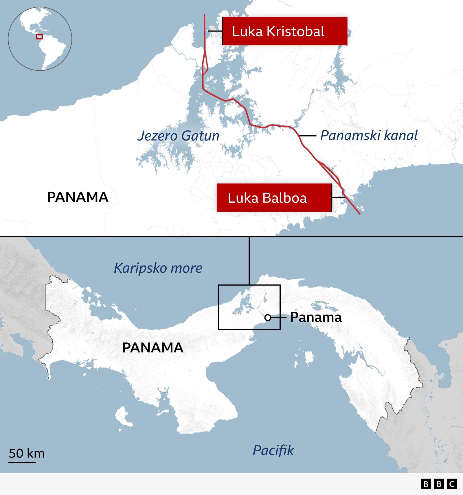 Mapa luka u Panamskom kanalu