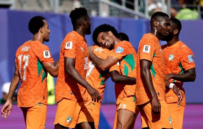 Costa do Marfim durante jogo da primeira fasee