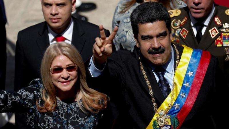 Nicolás Maduro y Cilia Flores en una concentración en Caracas. 