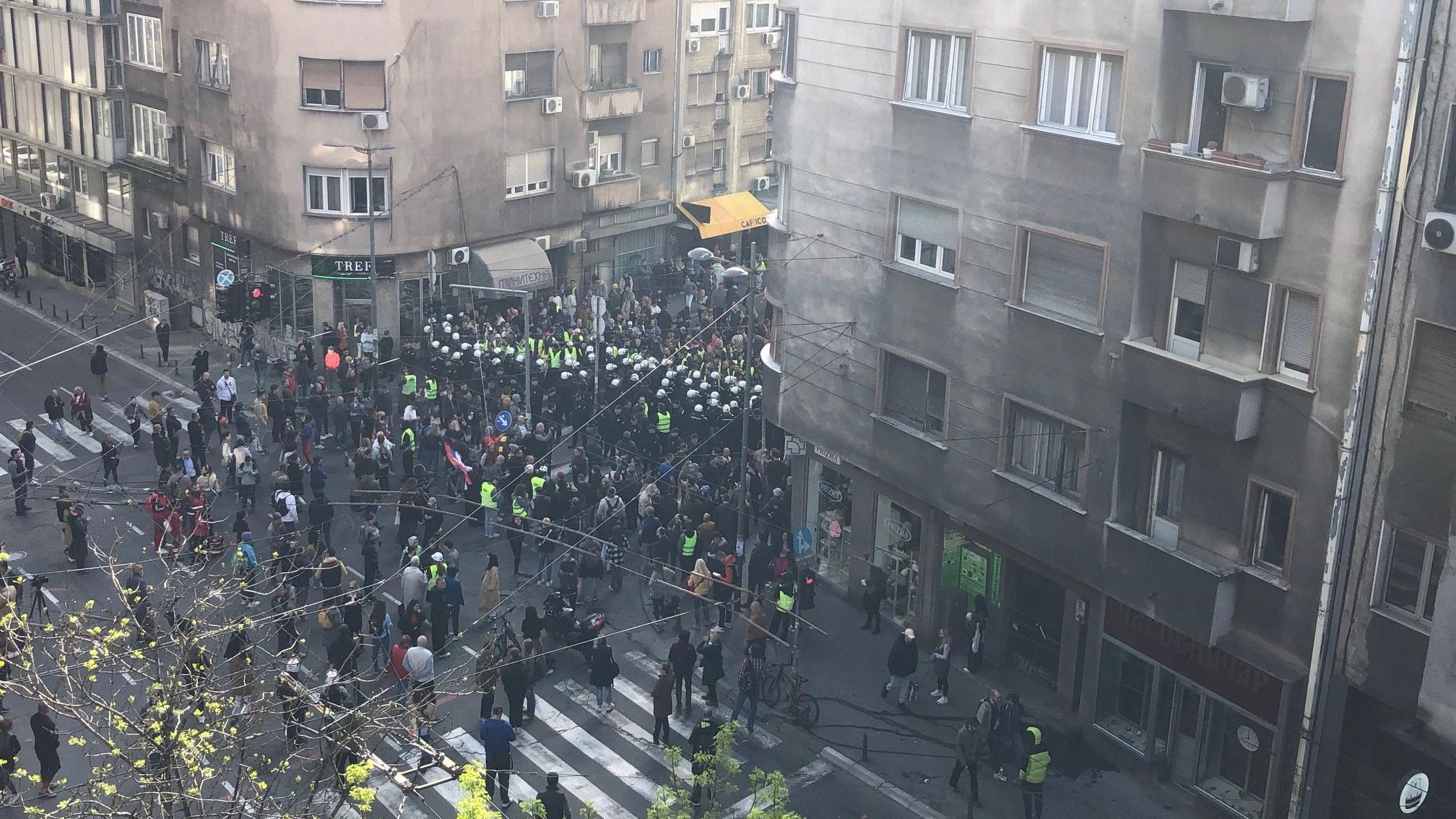 policija, protest, RTS, blokada RTS