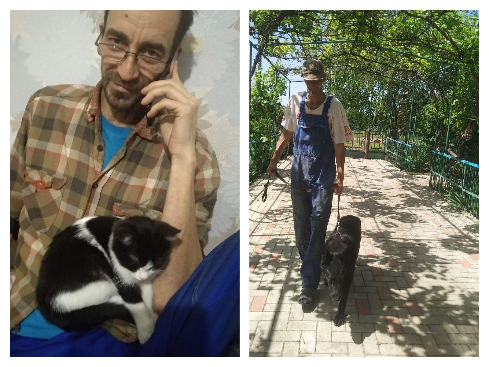 Sergej i njegovi ljubimci u njegovoj kući u Novoljubimivki