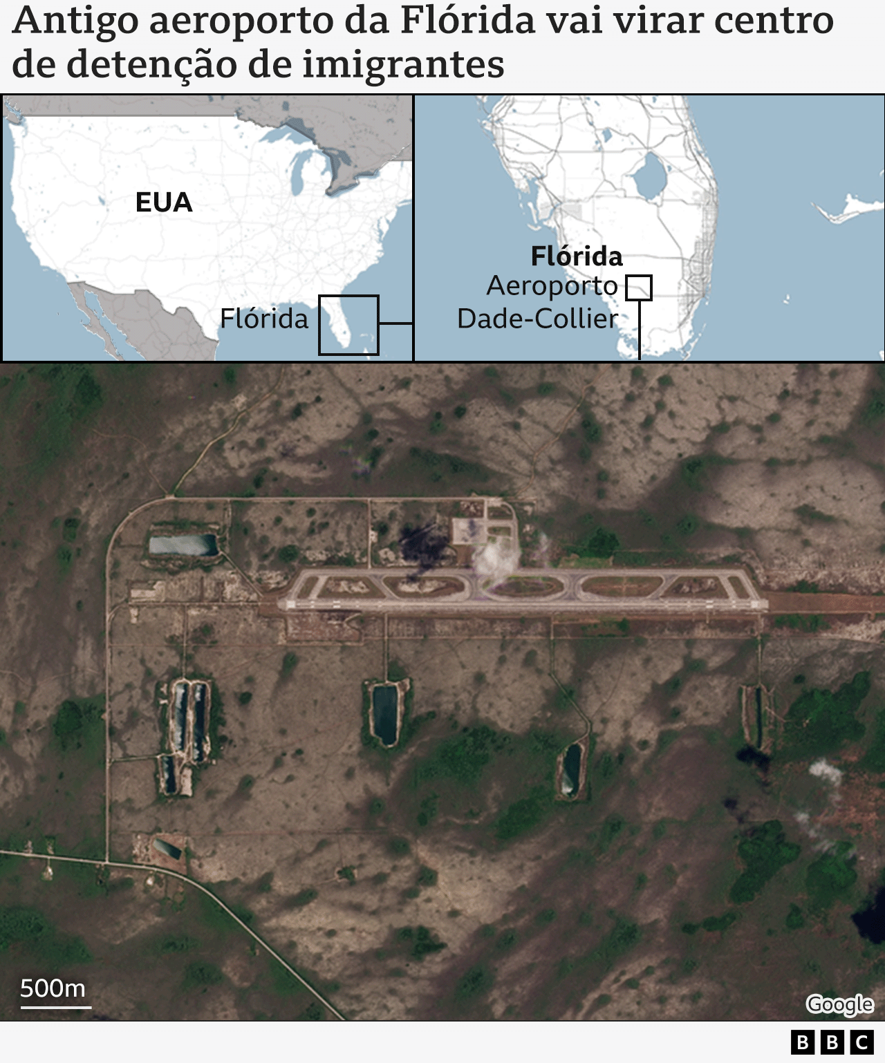 Mapa com a localização do novo centro de detenção