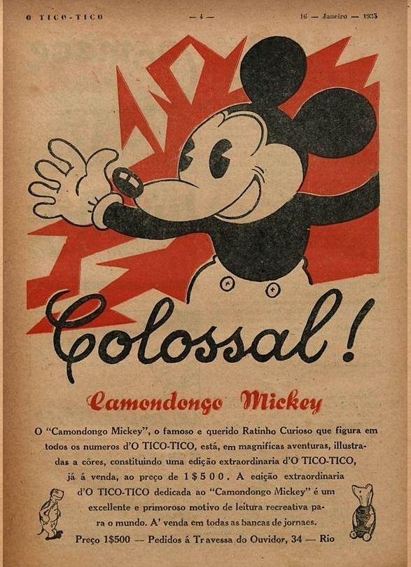 Anúncio com Mickey, em edição de 1933
