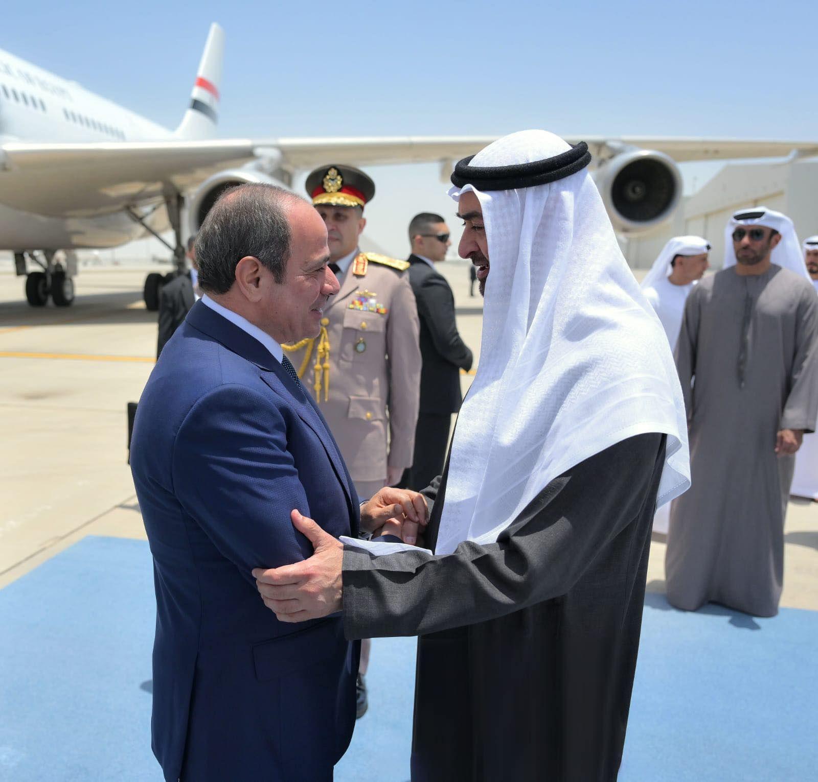 لقاء الرئيس المصري عبد الفتاح السيسي بالرئيس الإماراتي محمد بن زايد في العاصمة الإماراتية أبو ظبي.