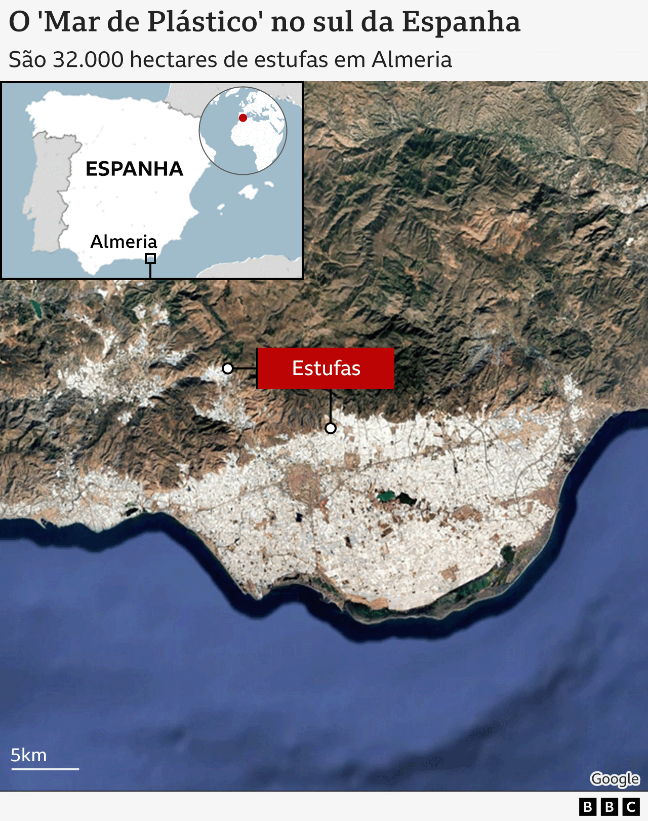 Mapa mostrando a localização das estufas