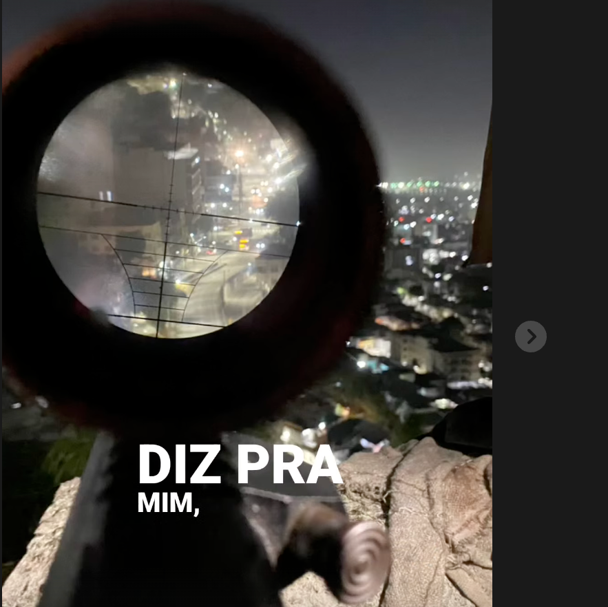 Imagem de arma apontando para a cidade, publicada por um perfil no Instagram